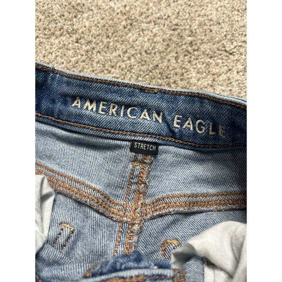 American Eagle Outfitters Womens Jeans Straight Leg Blue Distressed Denim Sz 0 - Picture 7 of 12